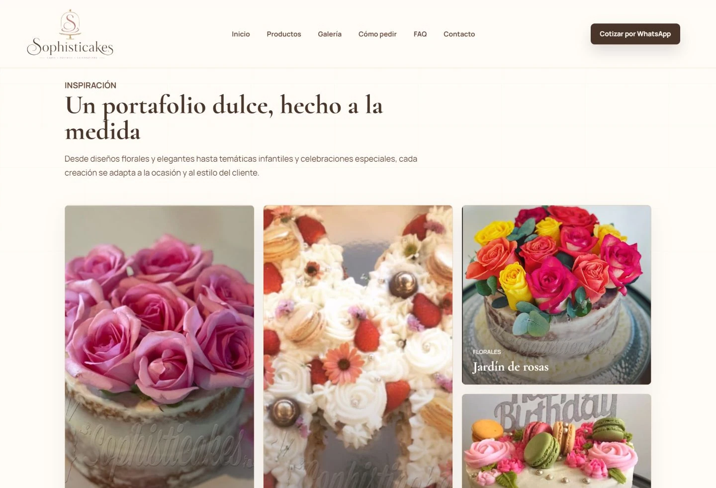 Captura de la galería editorial de Sophisticakes